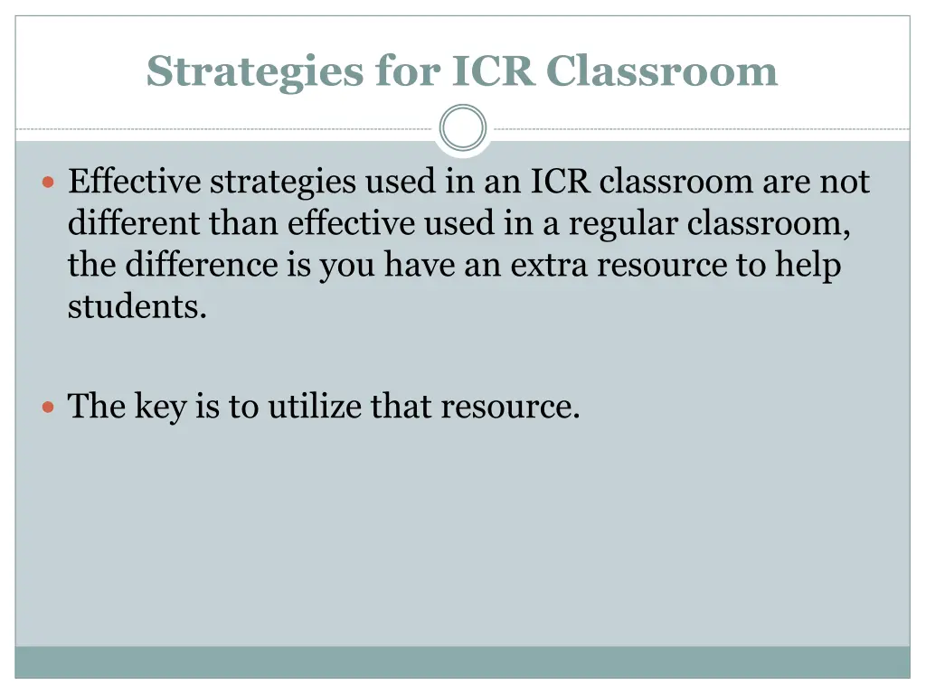 strategies for icr classroom