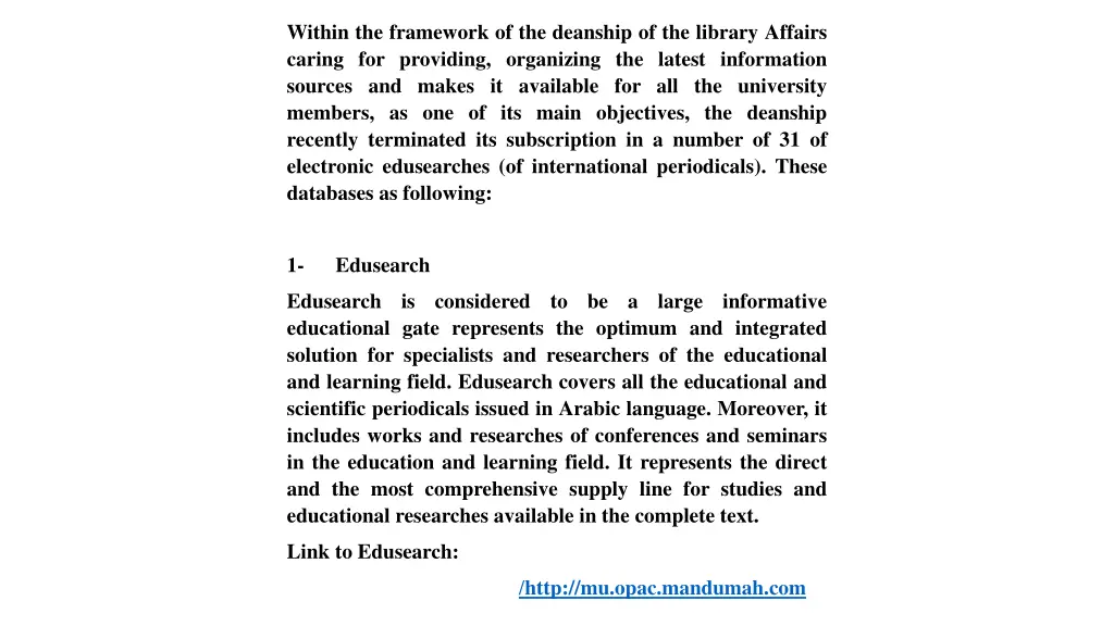 within the framework of the deanship