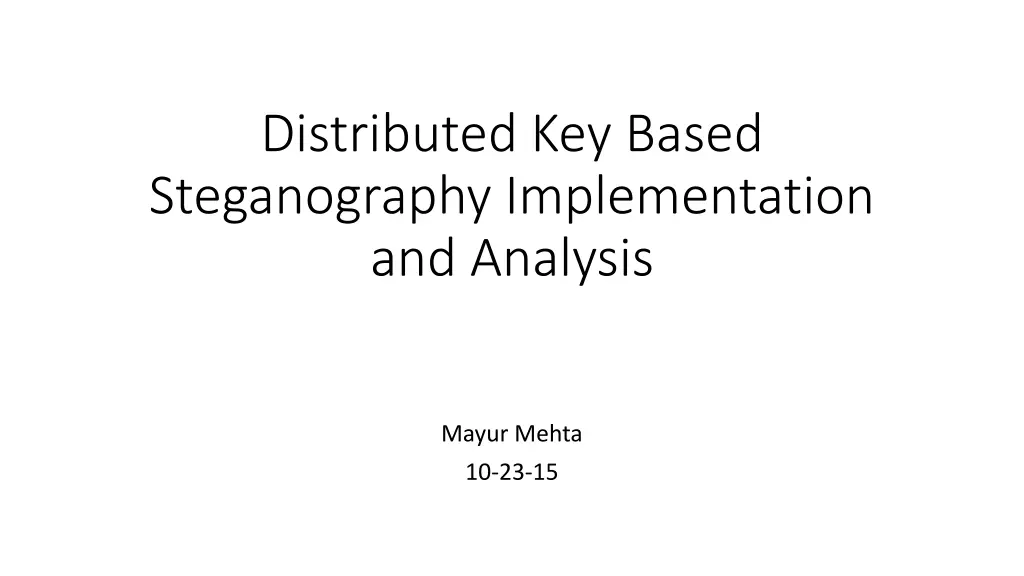 distributed key based steganography