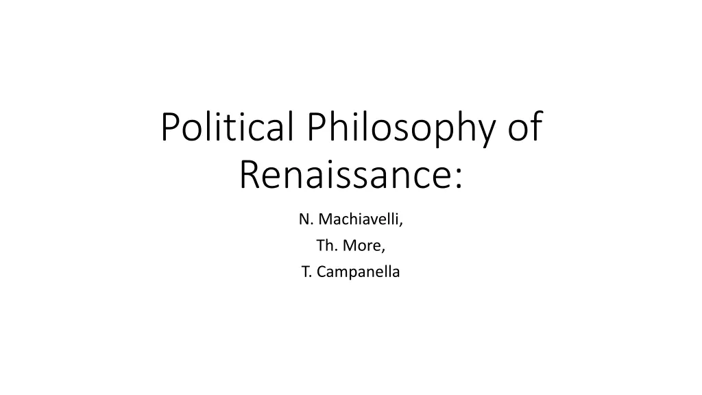 political philosophy of renaissance