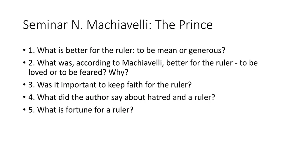 seminar n machiavelli the prince