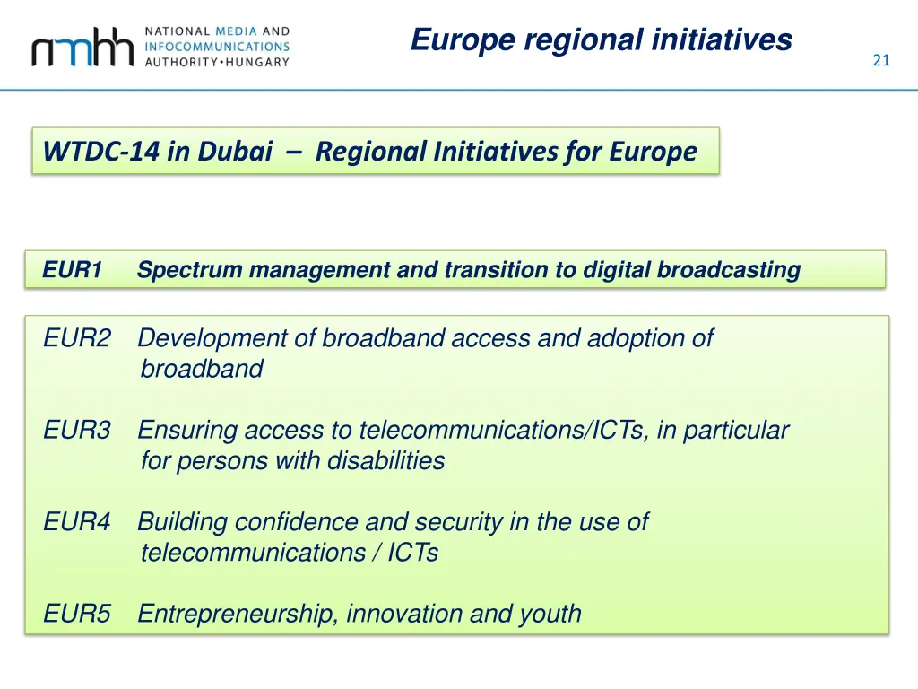 europe regional initiatives