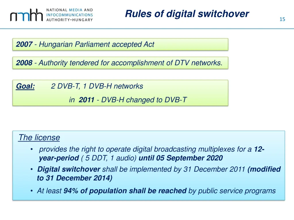 rules of digital switchover