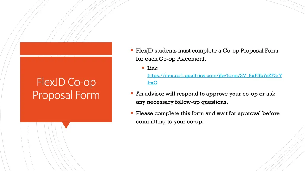 flexjd students must complete a co op proposal