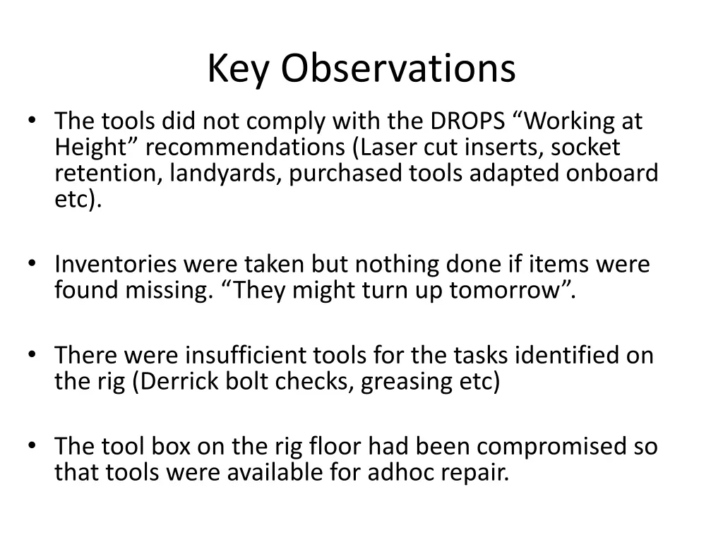 key observations