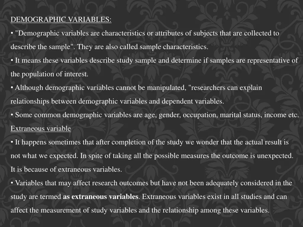 demographic variables