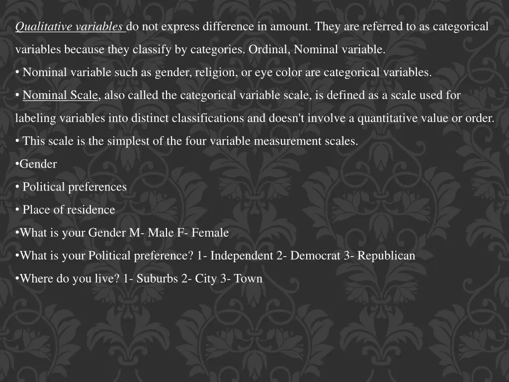 qualitative variables do not express difference