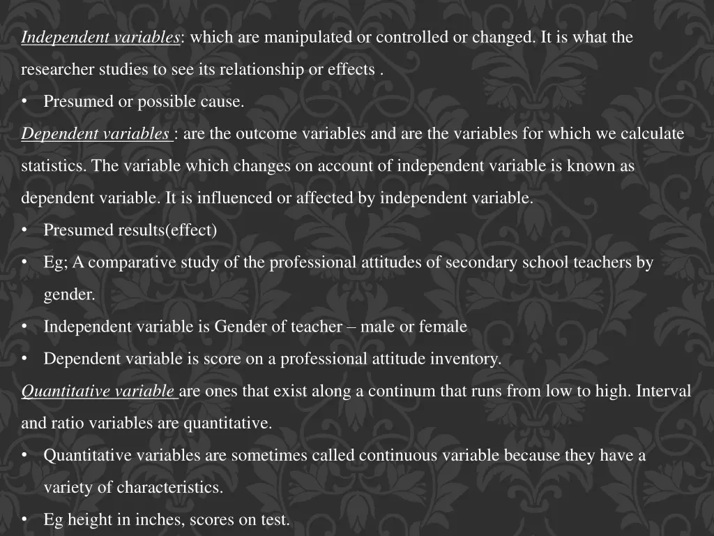 independent variables which are manipulated