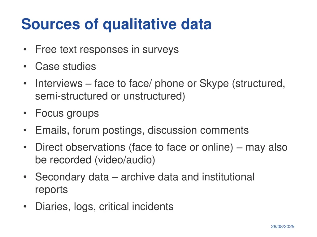 sources of qualitative data