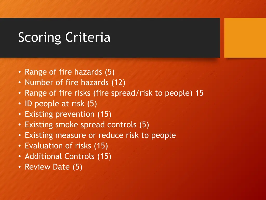 scoring criteria