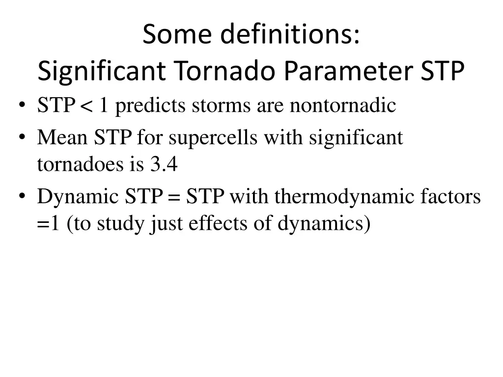 some definitions significant tornado parameter