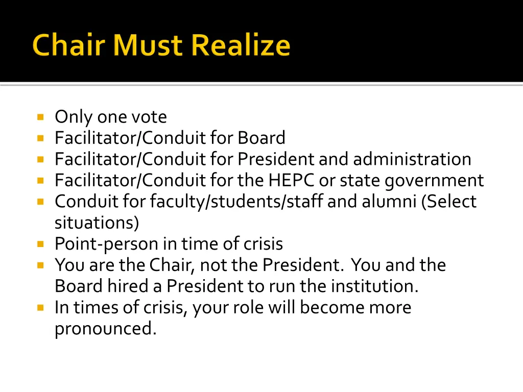 only one vote facilitator conduit for board