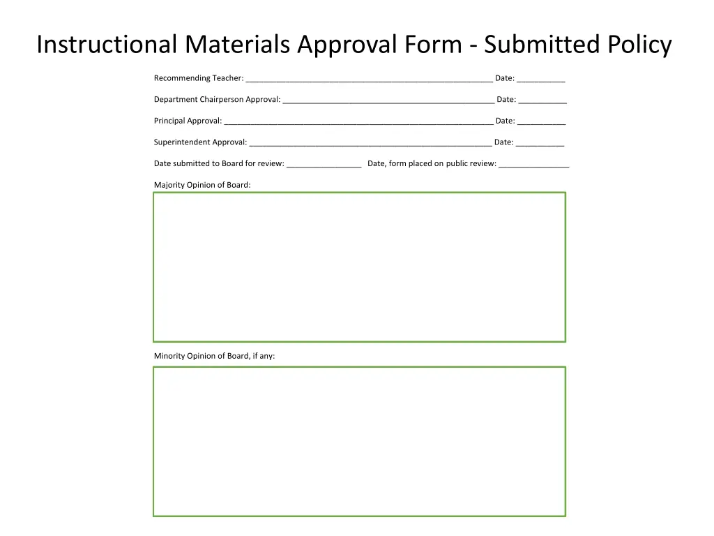 instructional materials approval form submitted 1
