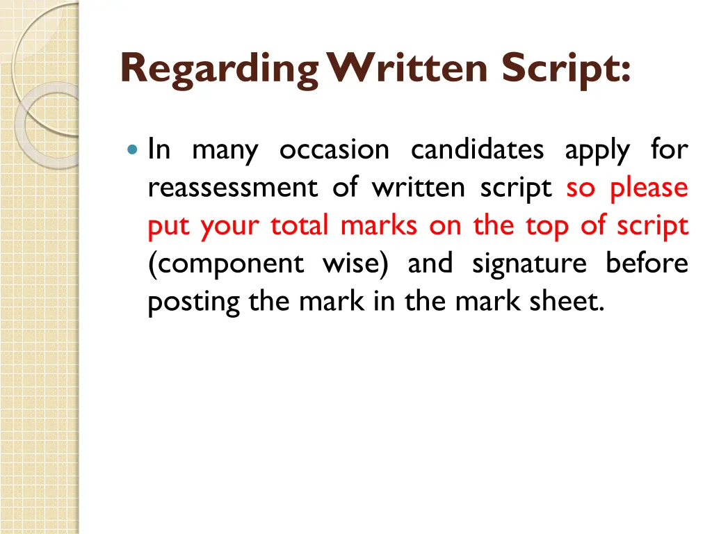 regarding written script