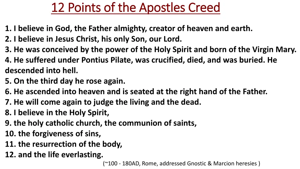 12 points of the apostles creed 12 points