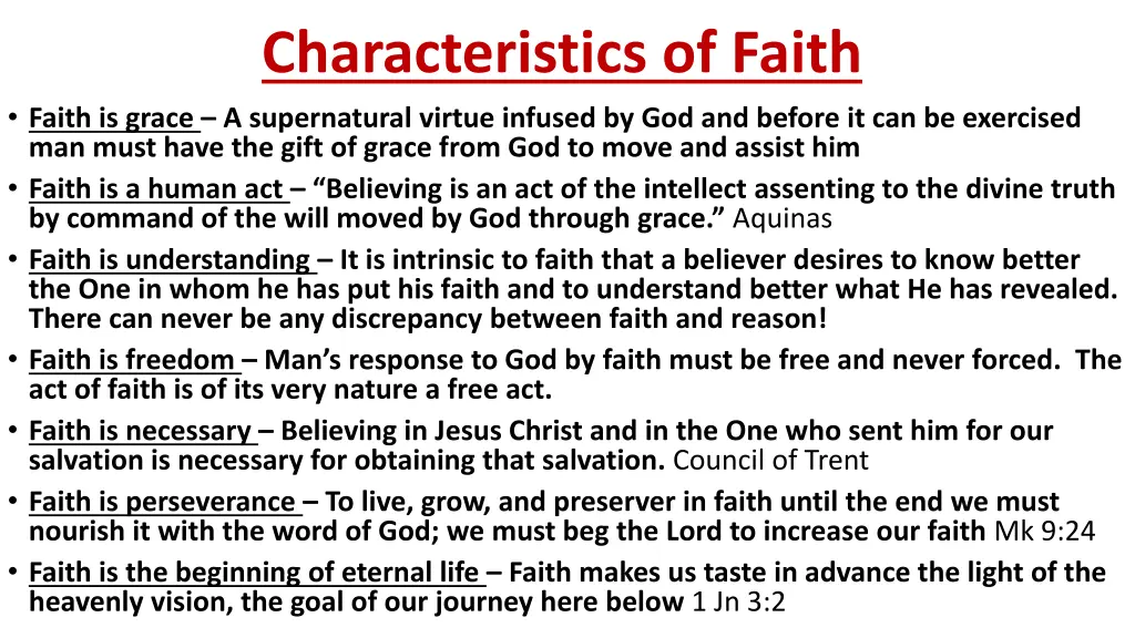 characteristics of faith