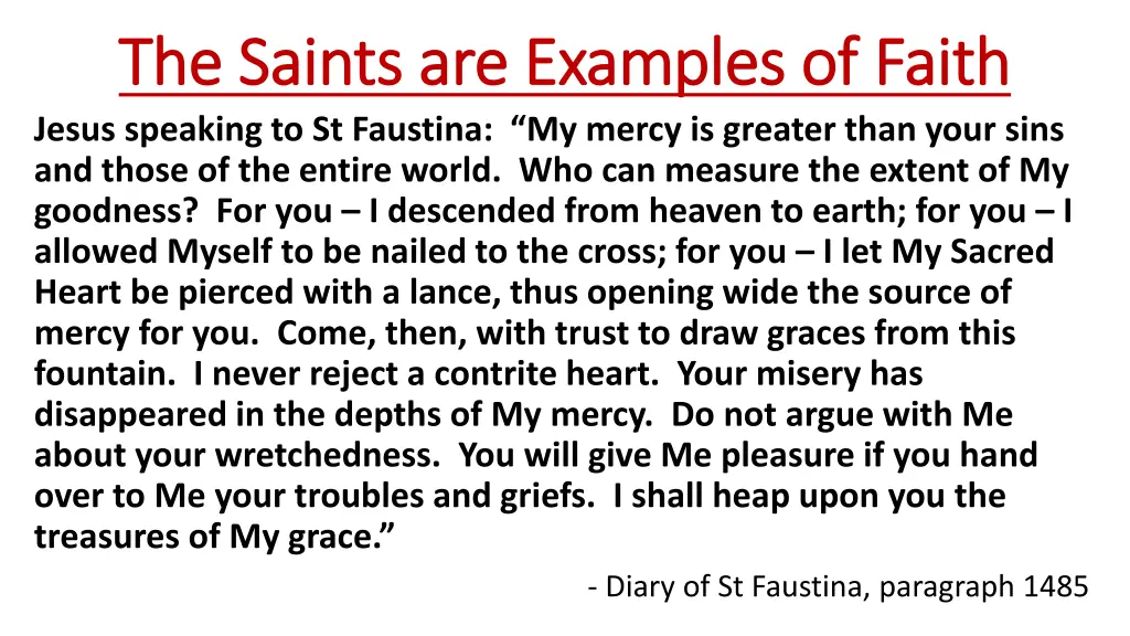 the saints are examples of faith the saints