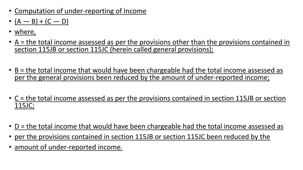 computation of under reporting of income