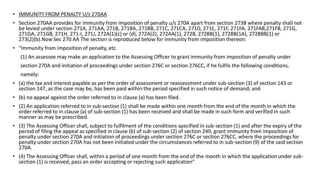immunity from penalty u s 270aa section 270aa