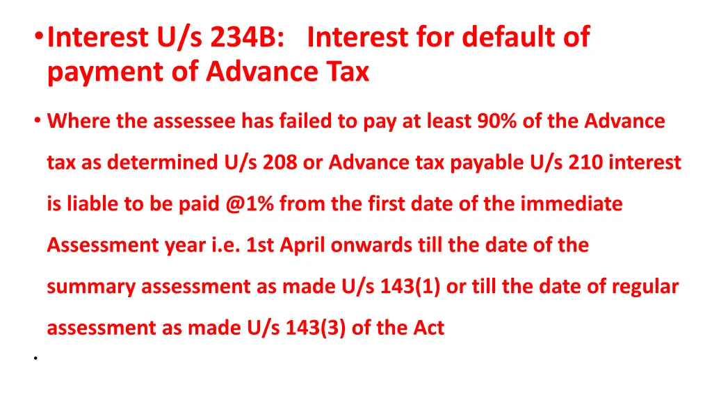 interest u s 234b interest for default of payment