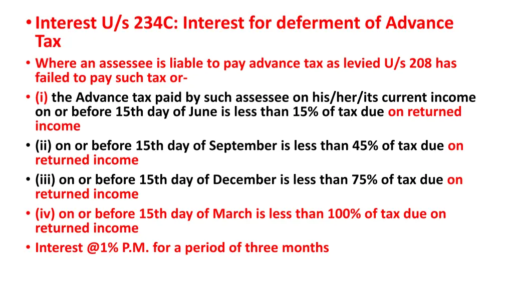 interest u s 234c interest for deferment