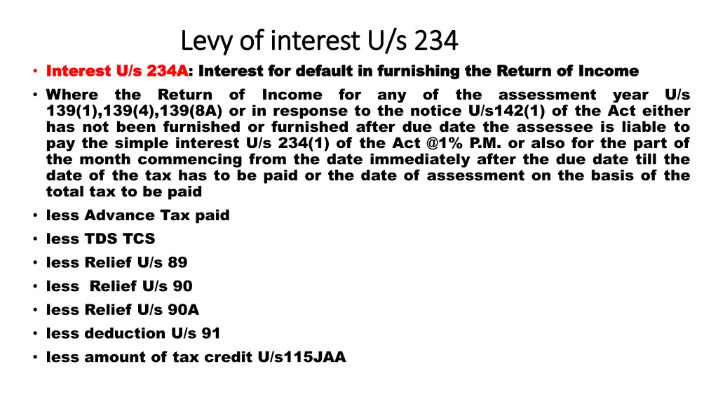 levy of interest u s 234 levy of interest