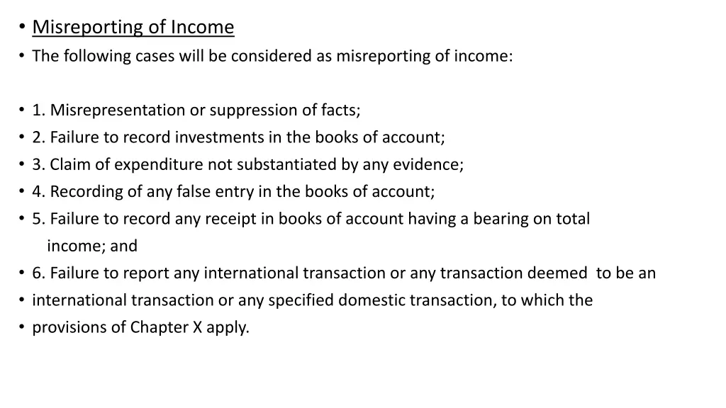 misreporting of income the following cases will