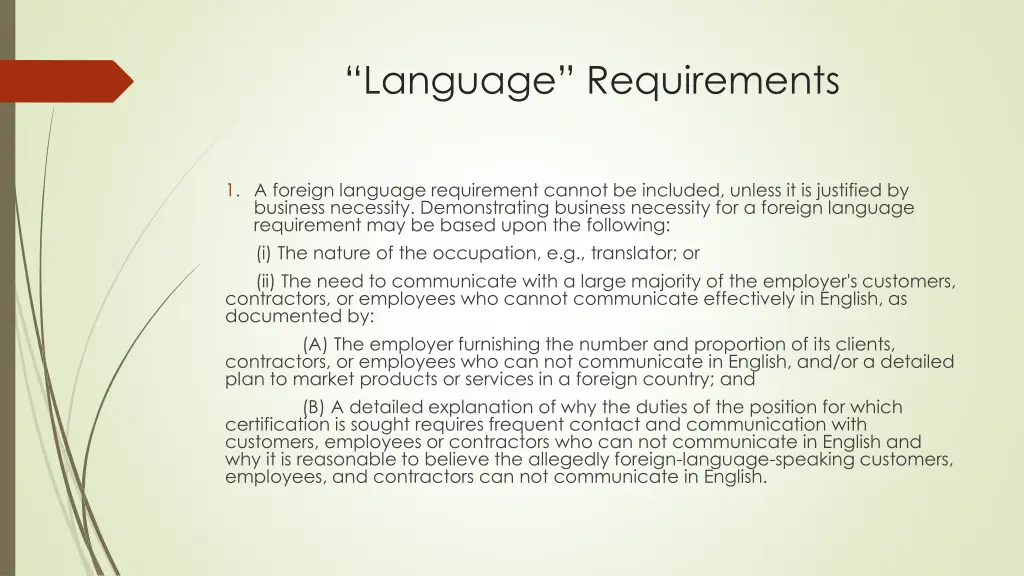 language requirements