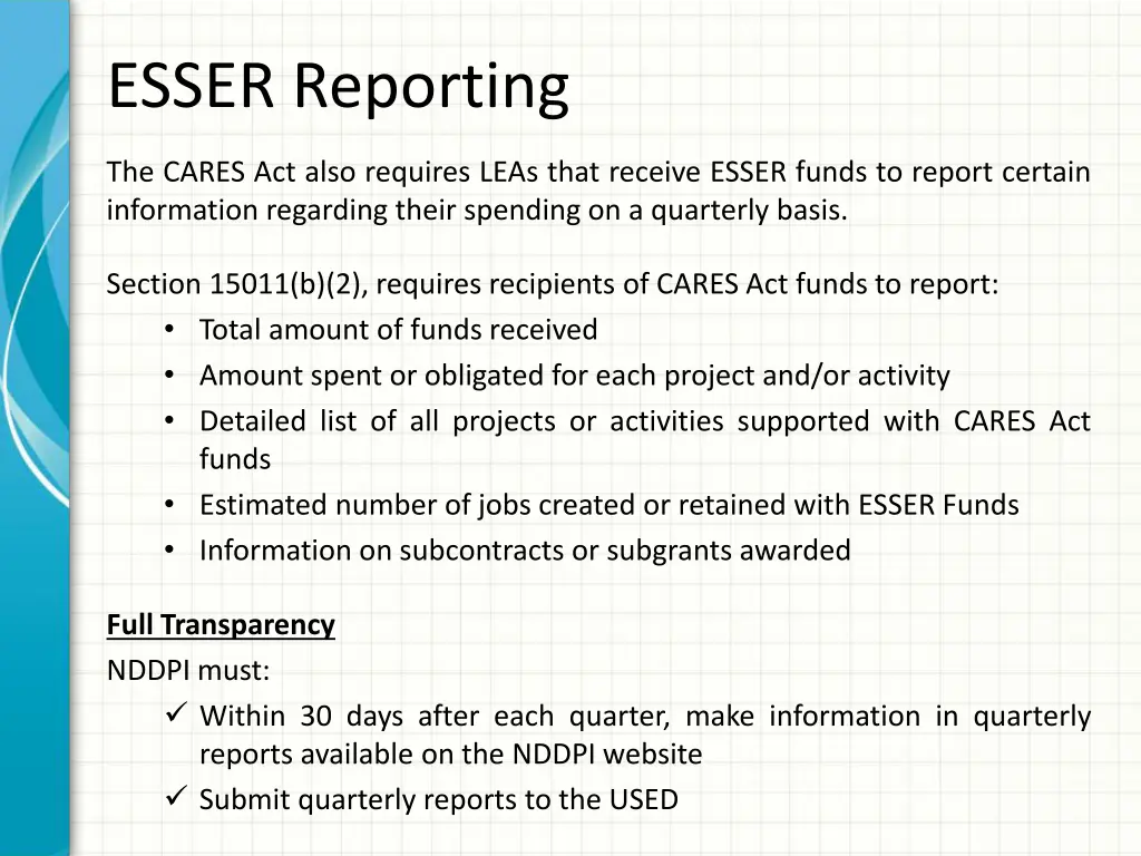 esser reporting