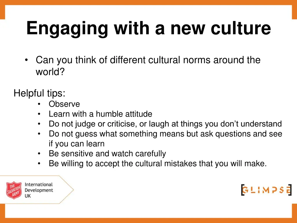engaging with a new culture