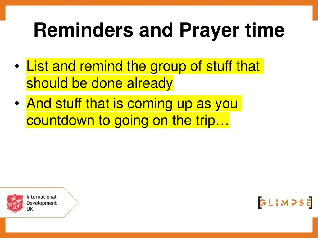 reminders and prayer time