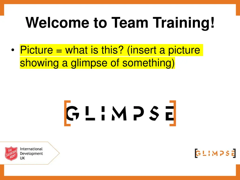 welcome to team training