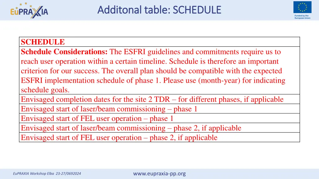 additonal additonal table schedule table schedule