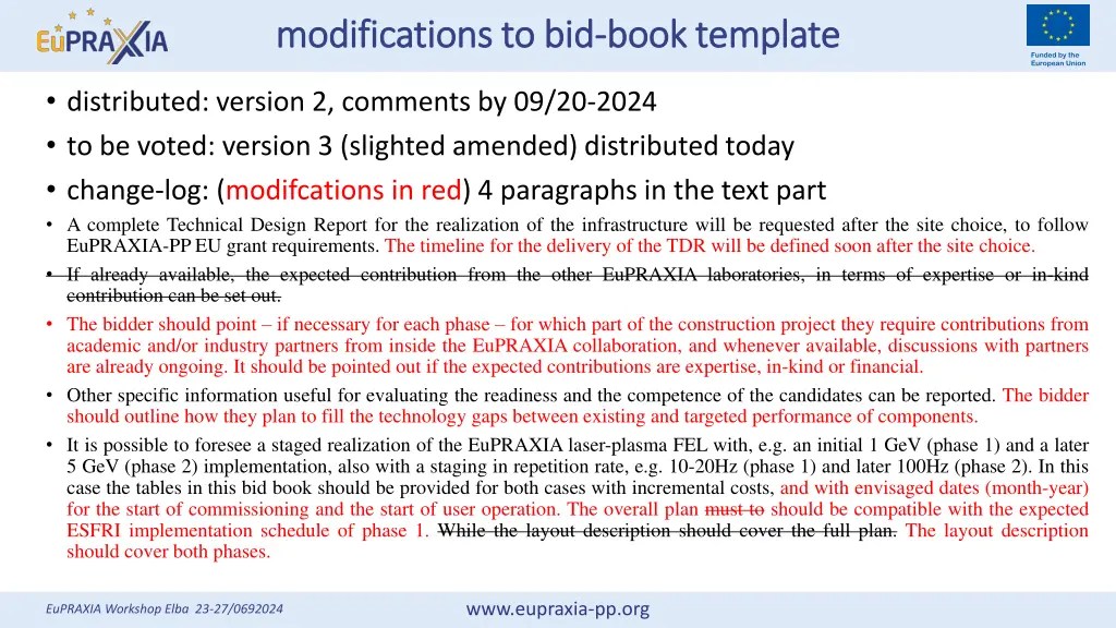 modifications to bid modifications to bid book
