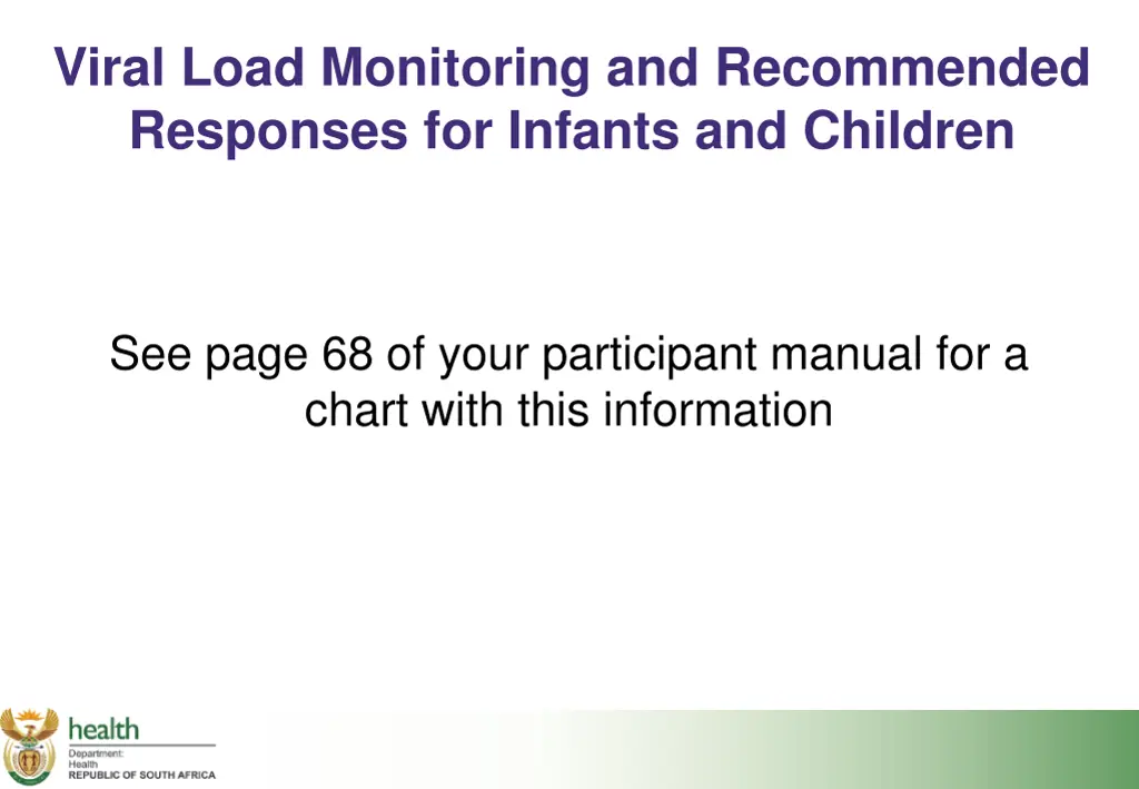 viral load monitoring and recommended responses