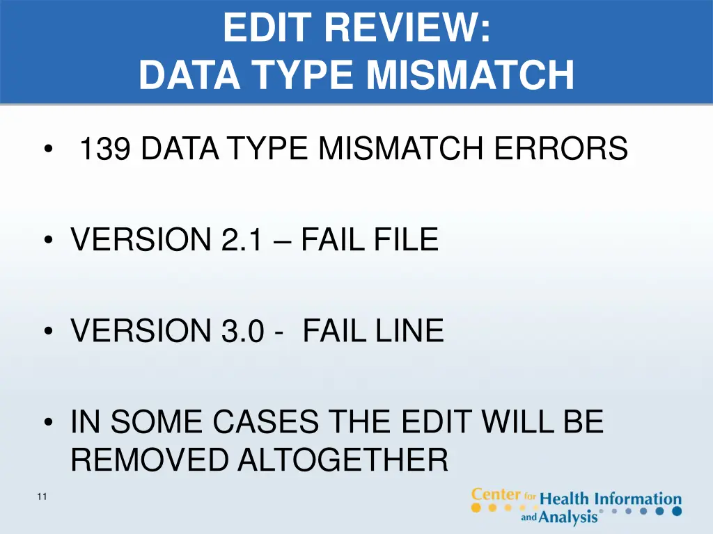 edit review data type mismatch