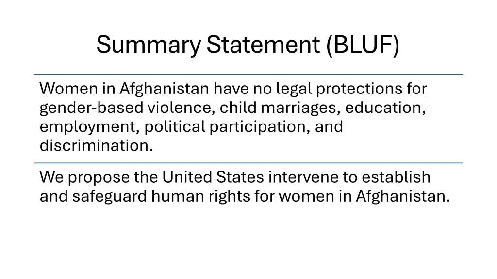 summary statement bluf