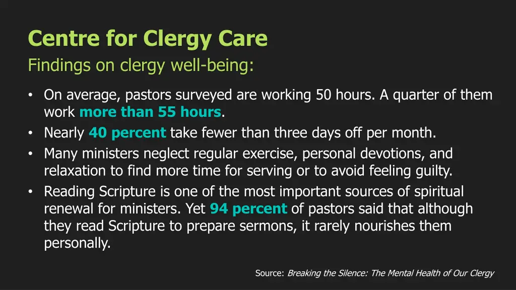 centre for clergy care findings on clergy well