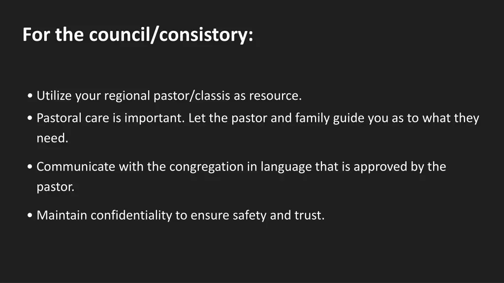 for the council consistory