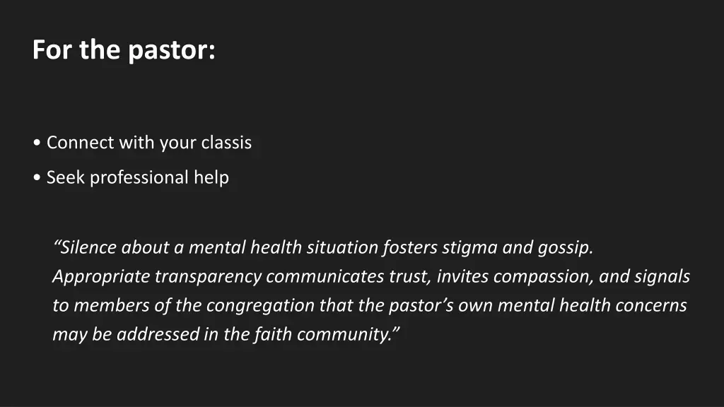 for the pastor