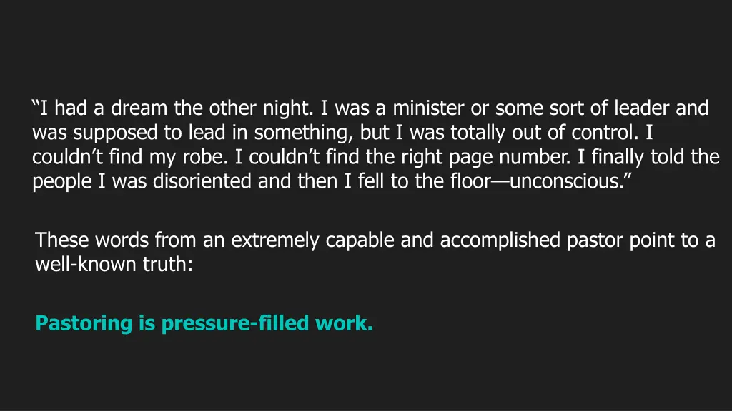 i had a dream the other night i was a minister