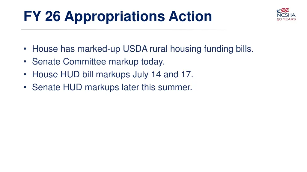 fy 26 appropriations action