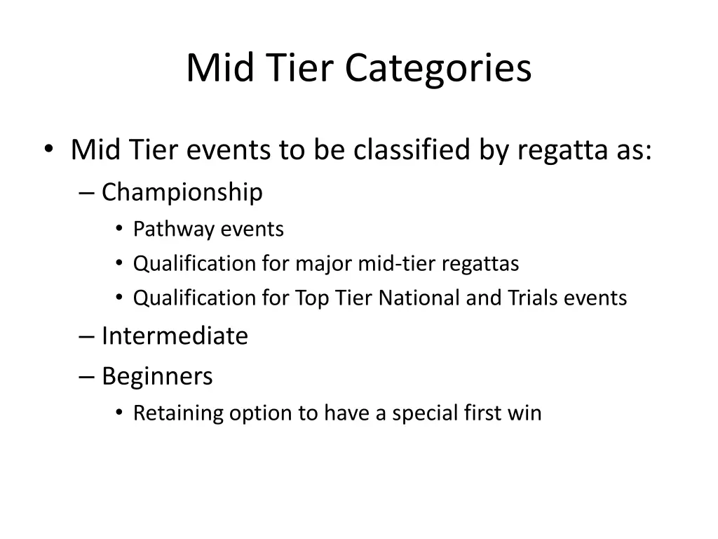mid tier categories