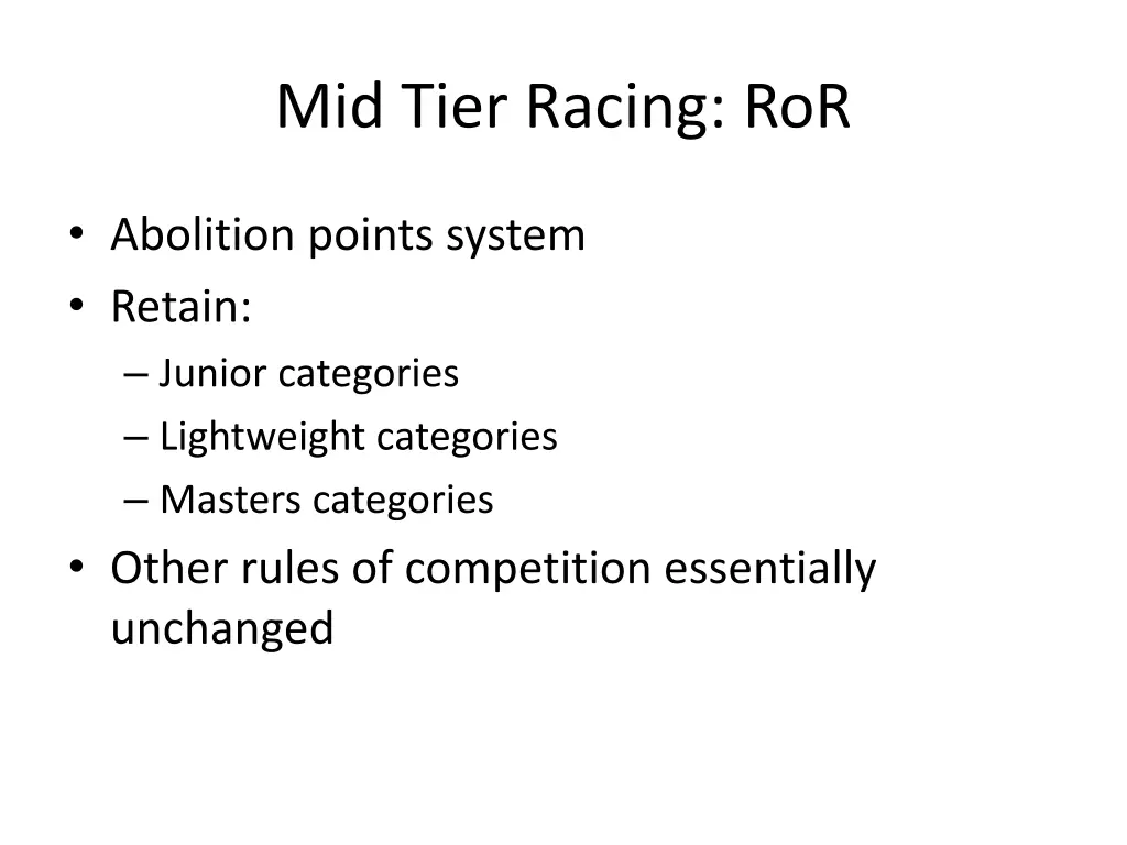 mid tier racing ror