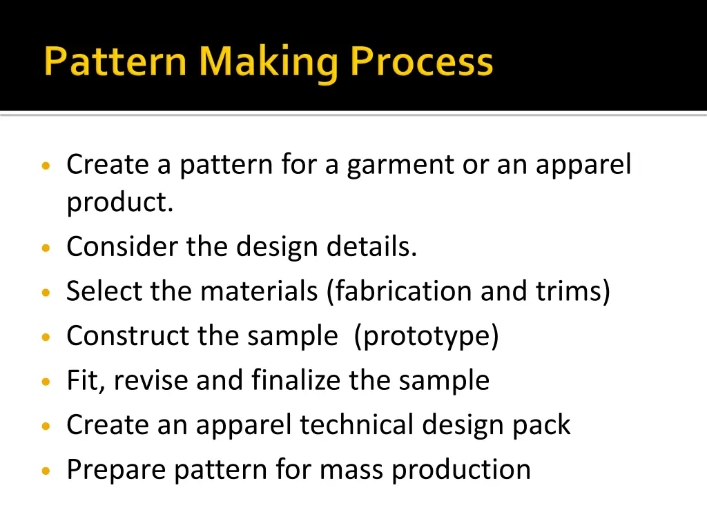 create a pattern for a garment or an apparel