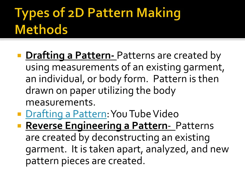 drafting a pattern patterns are created by using
