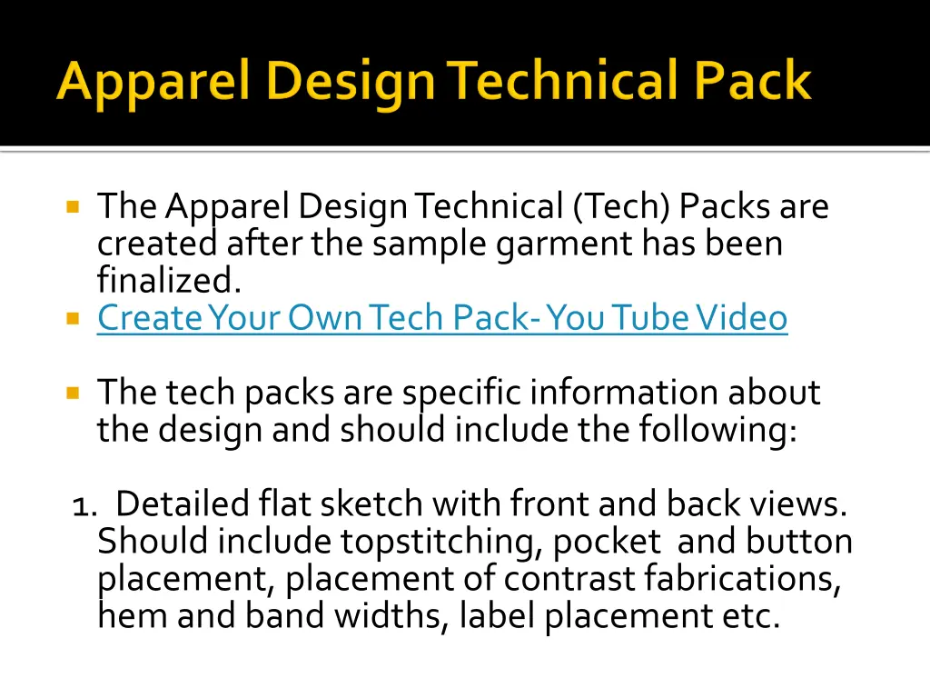 the apparel design technical tech packs