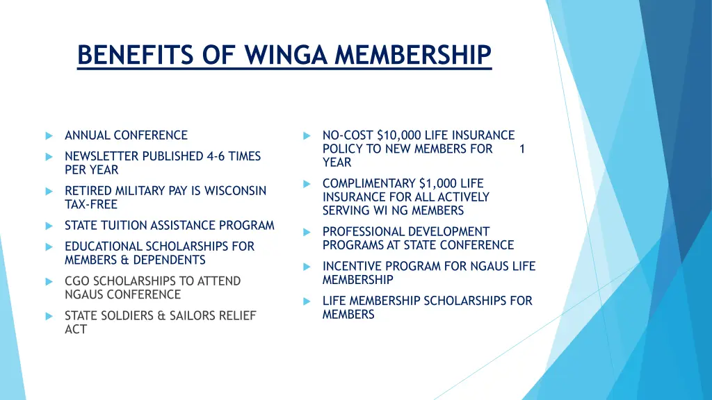 benefits of winga membership