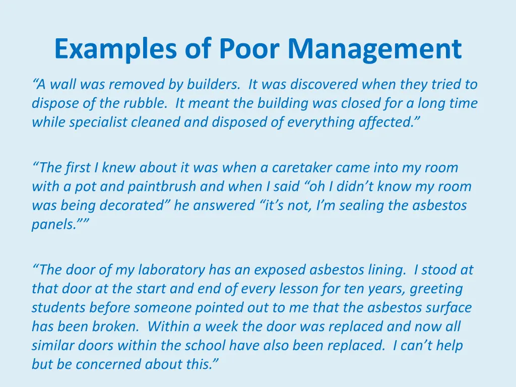 examples of poor management