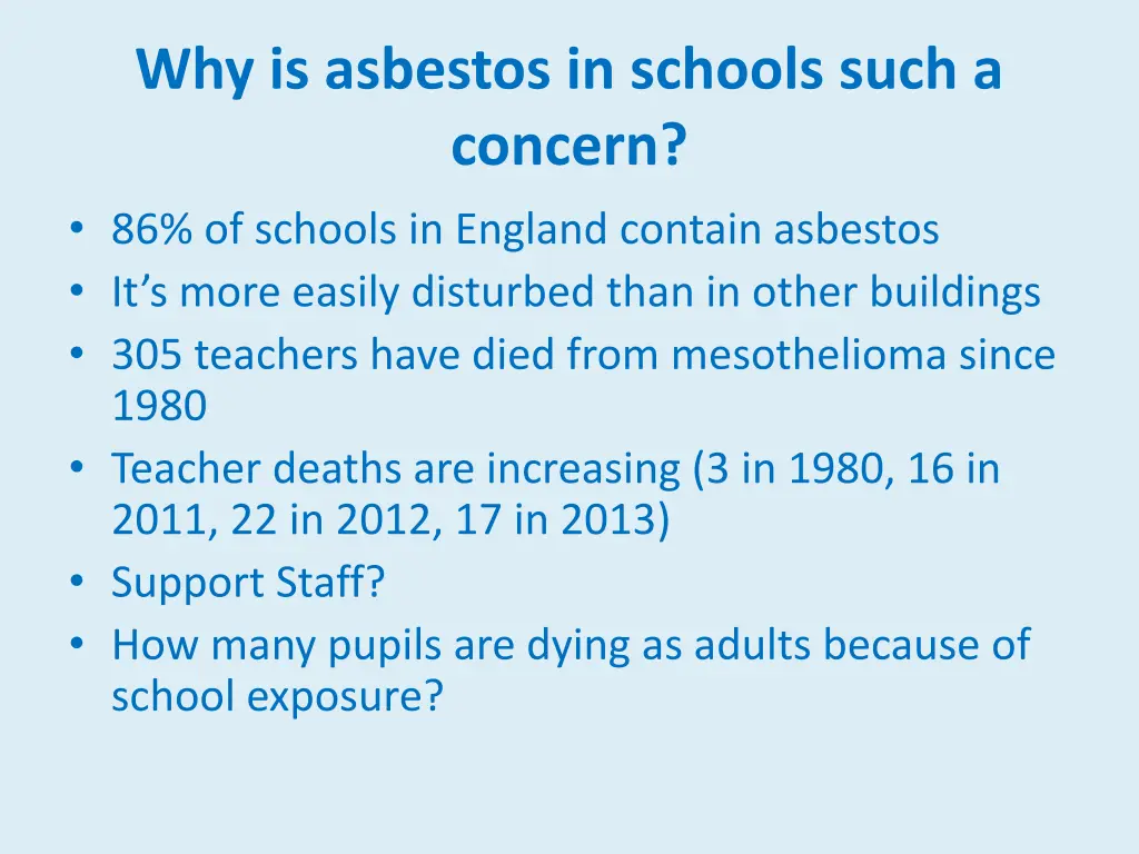 why is asbestos in schools such a concern